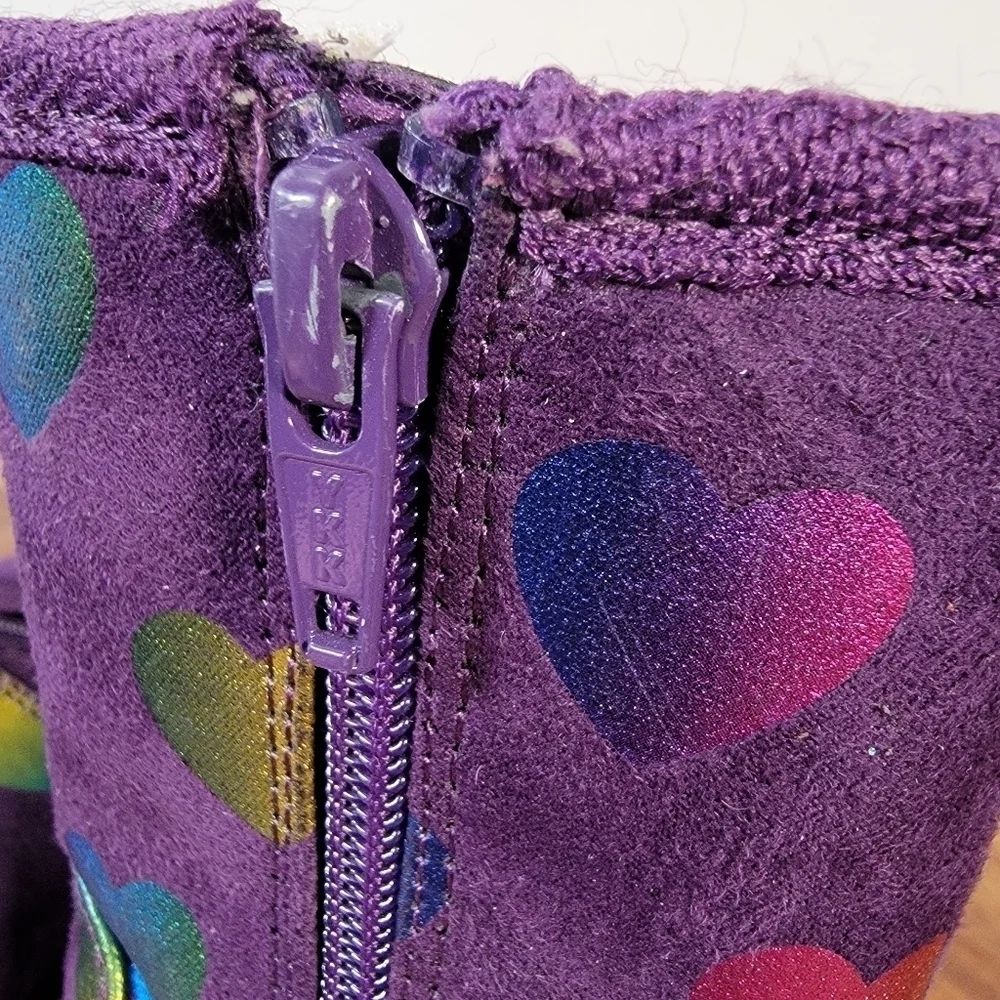 Harper Canyon Purple Soft Warm Boots Iridescent Hearts Multi Color Winter Size 5